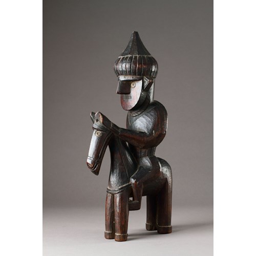 Rare Carved Cedar-Wood Equestrian Deified Ancestor Figure from Kafiristan North Eastern Afghanistan once known as the ‘Hindu Kush’